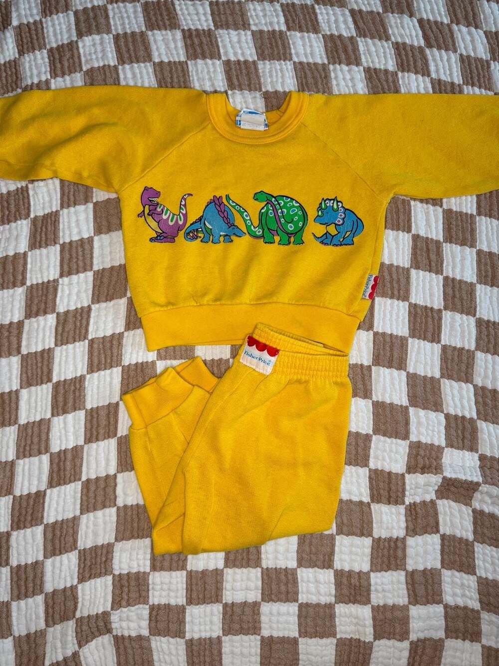 Fisher Price Dinosaur Sweatshirt Set Size 3T Yellow